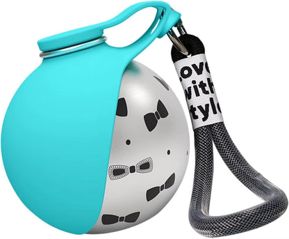 304 Stainless Steel Water Kettle round Outdoor Water Cup with Lanyard Hook Foldable Silicone Dog Bowl Portable Travel Pet Feedin