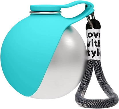 304 Stainless Steel Water Kettle round Outdoor Water Cup with Lanyard Hook Foldable Silicone Dog Bowl Portable Travel Pet Feedin
