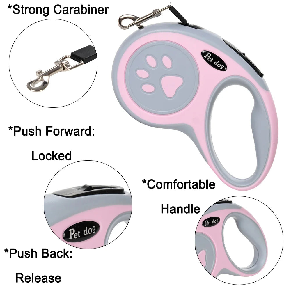 Durable Retractable Nylon Dog Leash for Small to Medium Pets - Perfect for Outdoor Adventures and Travel