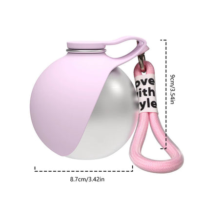 304 Stainless Steel Water Kettle round Outdoor Water Cup with Lanyard Hook Foldable Silicone Dog Bowl Portable Travel Pet Feedin